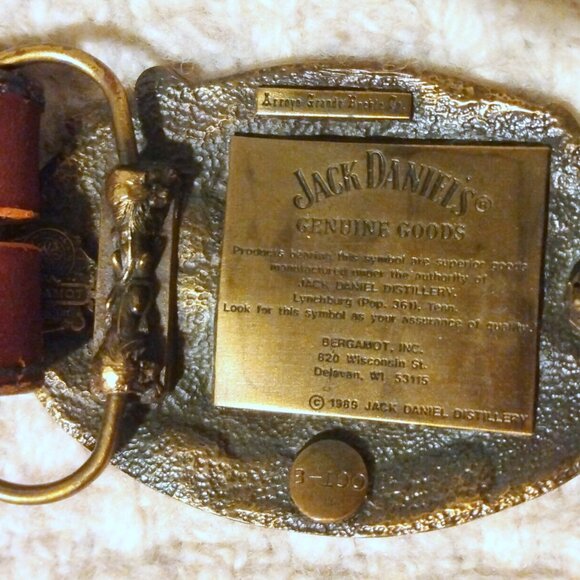 Silver Creek Basket-Weave Leather Belt Sz 50 w/ Jack Daniel’s Brass Buckle - Picture 7 of 12